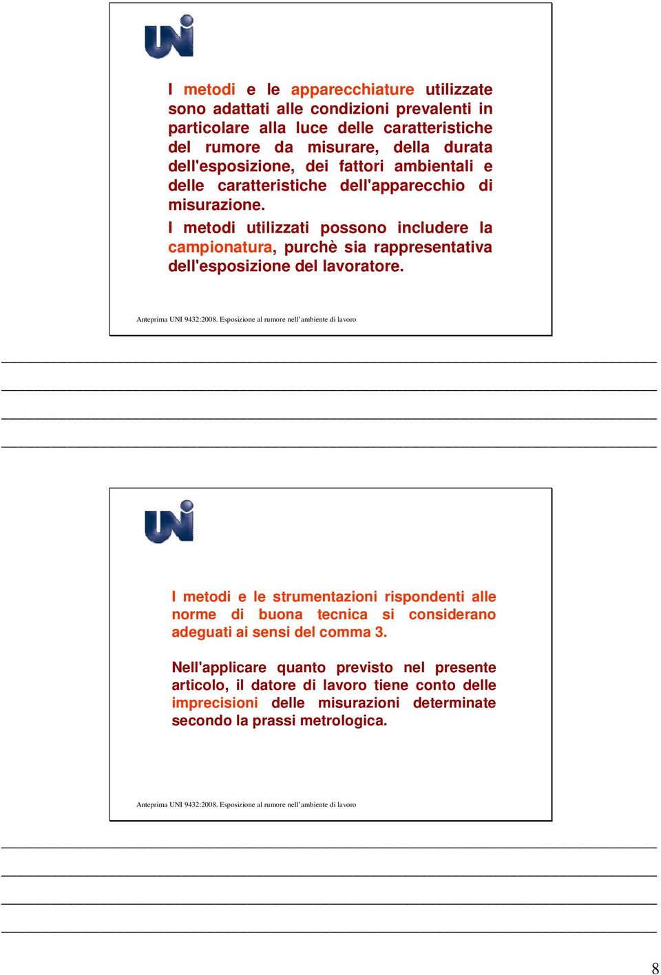 I metodi utilizzati possono includere la campionatura, purchè sia rappresentativa dell'esposizione del lavoratore.