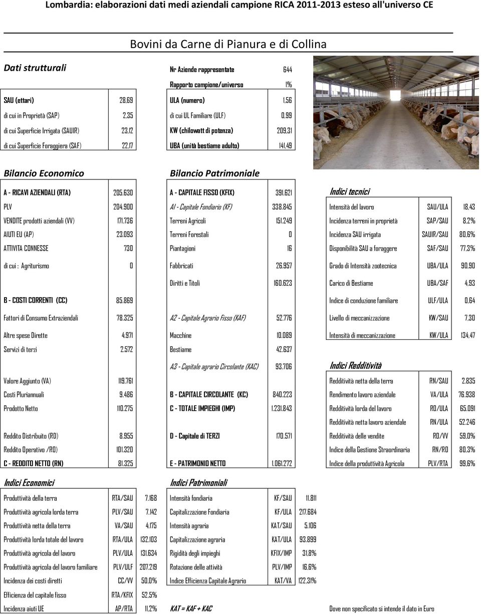 205.630 A - CAPITALE FISSO (KFIX) 391.621 Indici tecnici PLV 204.900 A1 - Capitale Fondiario (KF) 338.845 Intensità del lavoro SAU/ULA 18,43 VENDITE prodotti aziendali (VV) 171.