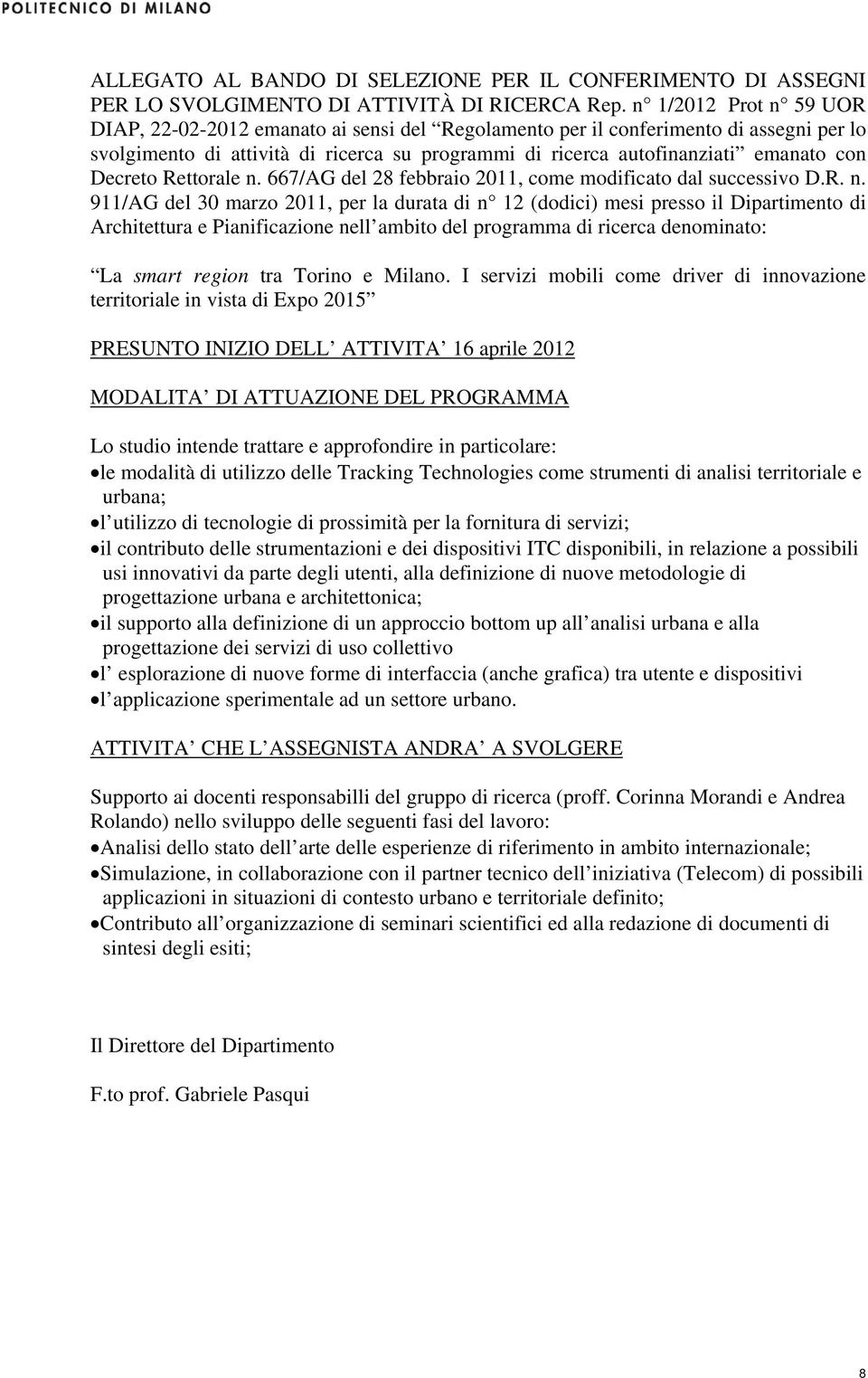 Decreto Rettorale n.