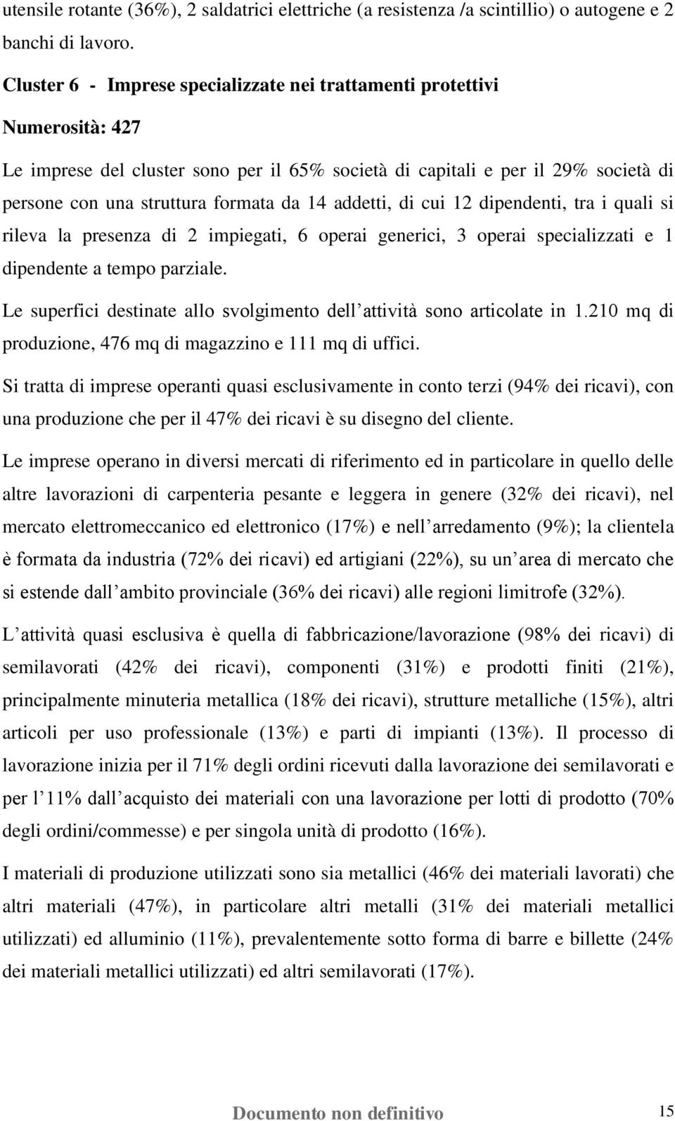 addetti, di cui 12 dipendenti, tra i quali si rileva la presenza di 2 impiegati, 6 operai generici, 3 operai specializzati e 1 dipendente a tempo parziale.