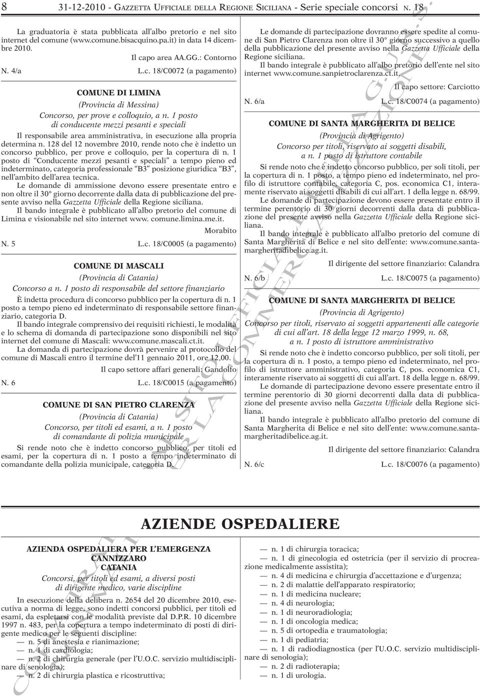 1 posto a tempo pieno ed indeterminato di responsabile settore finanziario, categoria D.