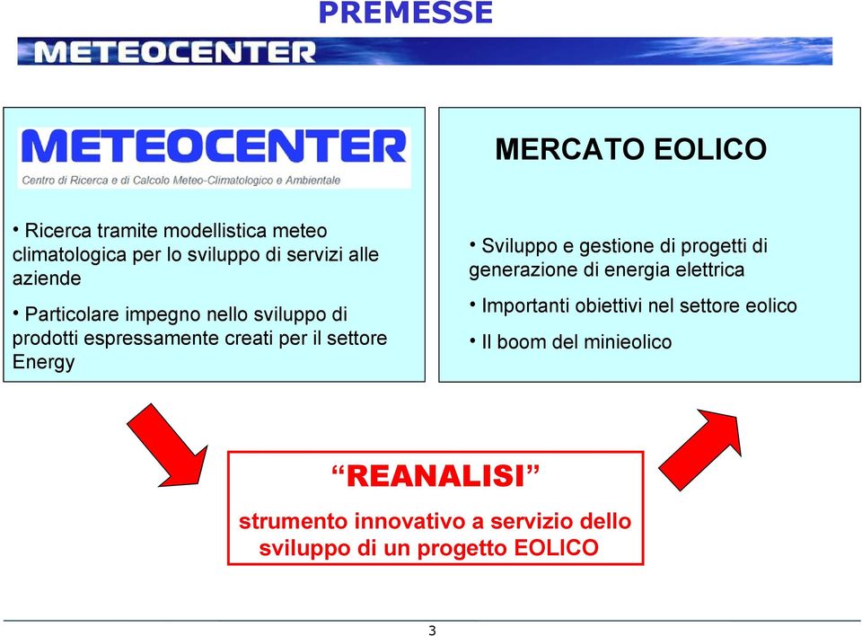 nel settore eolico Particolare impegno nello sviluppo di prodotti espressamente creati per il settore