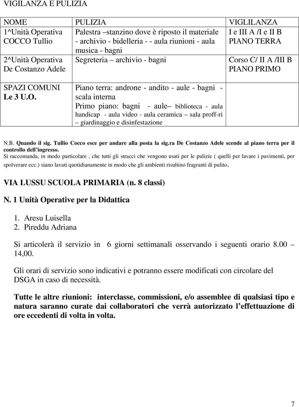 erativa De Costanzo Adele musica - bagni Segreteria archivio - bagni Corso C/ II A /III B PIANO 