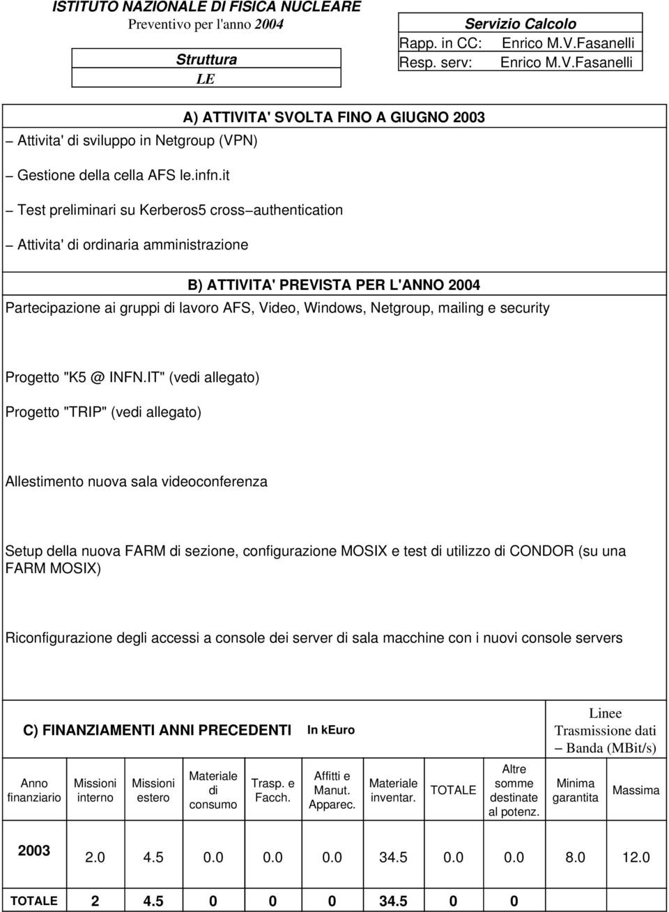 mailing e security Progetto "K5 @ INFN.