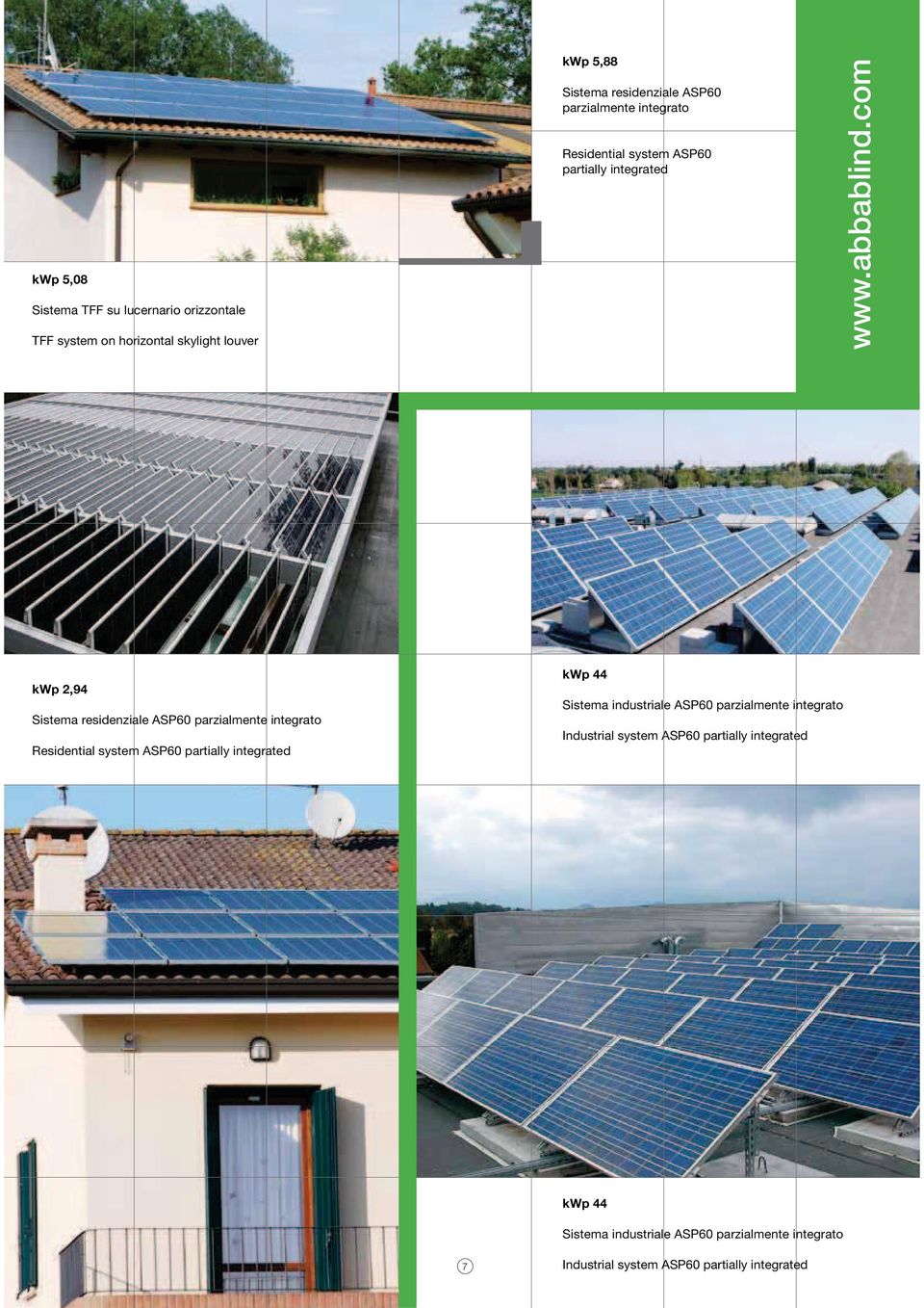 com kwp 2,94 Sistema residenziale ASP60 parzialmente integrato Residential system ASP60 partially integrated kwp 44 Sistema