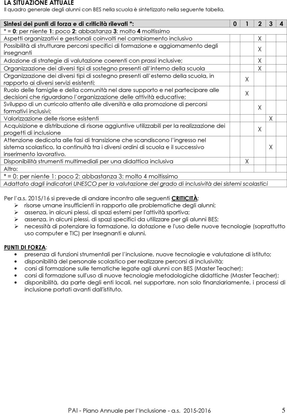 Possibilità di strutturare percorsi specifici di formazione e aggiornamento degli insegnanti Adozione di strategie di valutazione coerenti con prassi inclusive; Organizzazione dei diversi tipi di