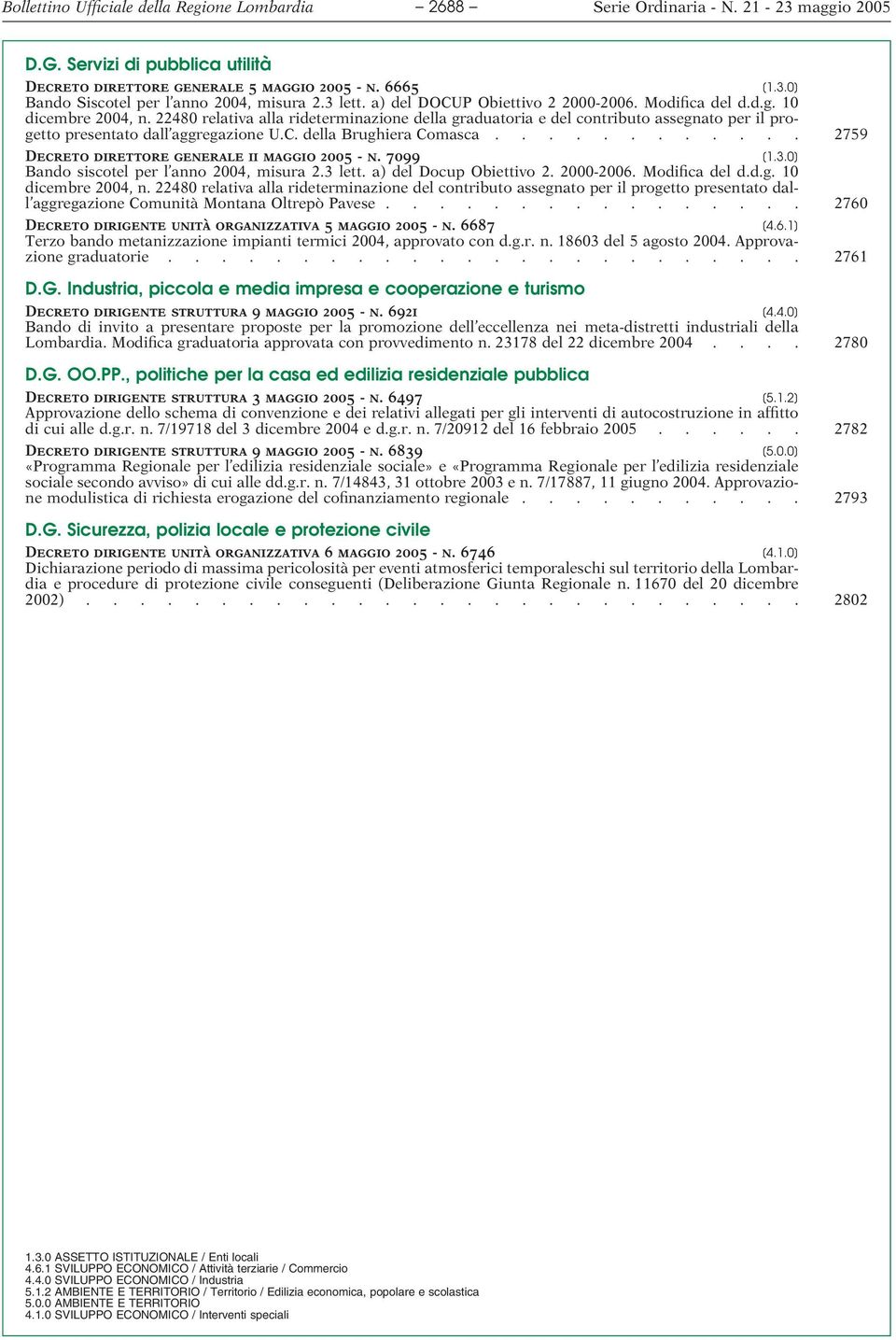 22480 relativa alla rideterminazione della graduatoria e del contributo assegnato per il progetto presentato dall aggregazione U.C. della Brughiera Comasca.