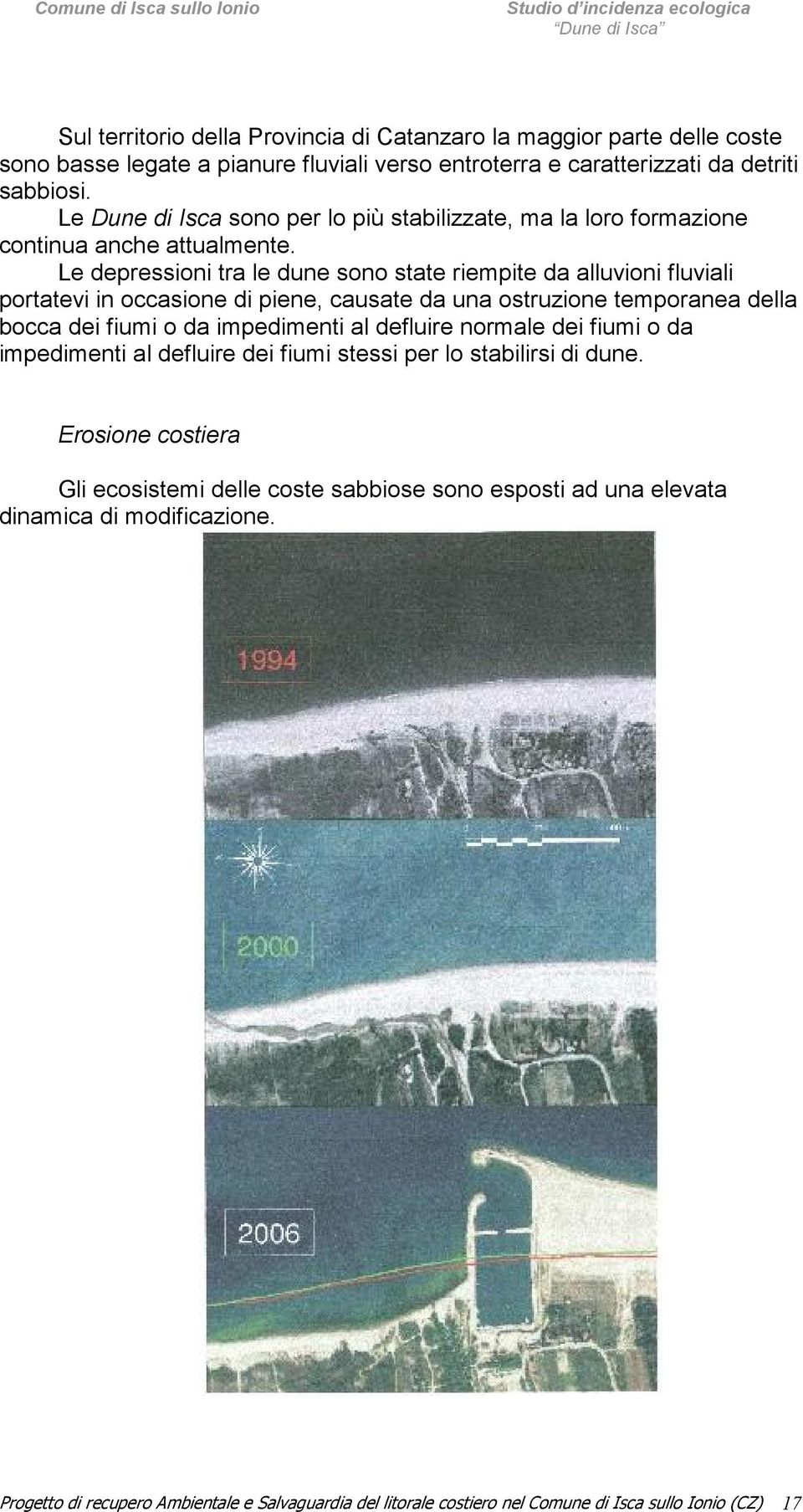 Le depressioni tra le dune sono state riempite da alluvioni fluviali portatevi in occasione di piene, causate da una ostruzione temporanea della bocca dei fiumi o da impedimenti al defluire