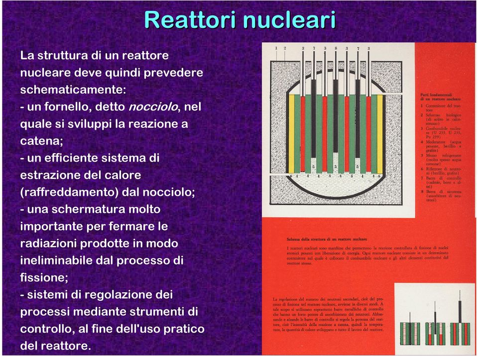 una schermatura molto importante per fermare le radiazioni prodotte in modo ineliminabile dal processo di fissione; -