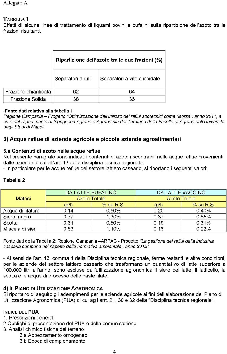 Progetto Ottimizzazione dell utilizzo dei reflui zootecnici come risorsa, anno 2011, a cura del Dipartimento di Ingegneria Agraria e Agronomia del Territorio della Facoltà di Agraria dell Università