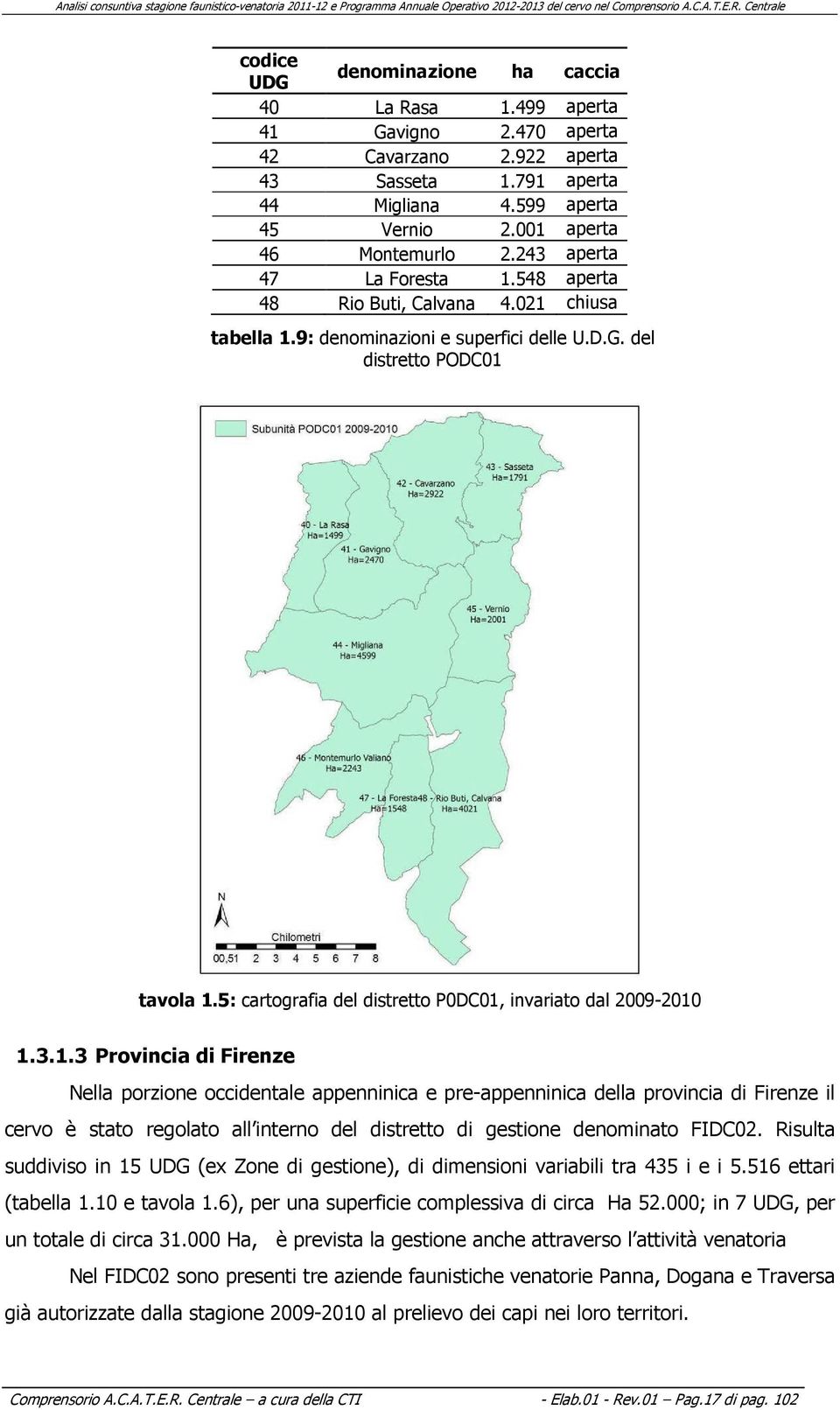 5: cartografia del distretto P0DC0, invariato dal 2009-200.3.