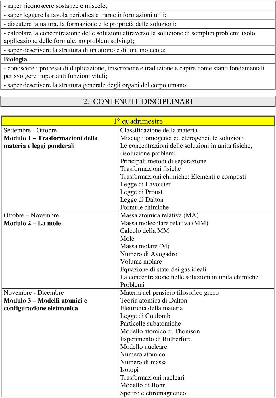 Biologia - conoscere i processi di duplicazione, trascrizione e traduzione e capire come siano fondamentali per svolgere importanti funzioni vitali; - saper descrivere la struttura generale degli