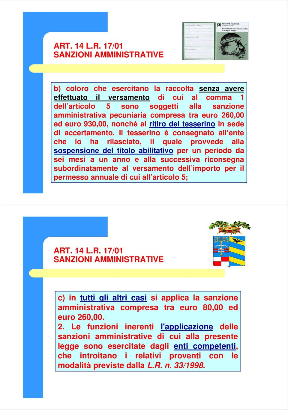 Il tesserino è consegnato all ente che lo ha rilasciato, il quale provvede alla sospensione del titolo abilitativo per un periodo da sei mesi a un anno e alla successiva riconsegna subordinatamente