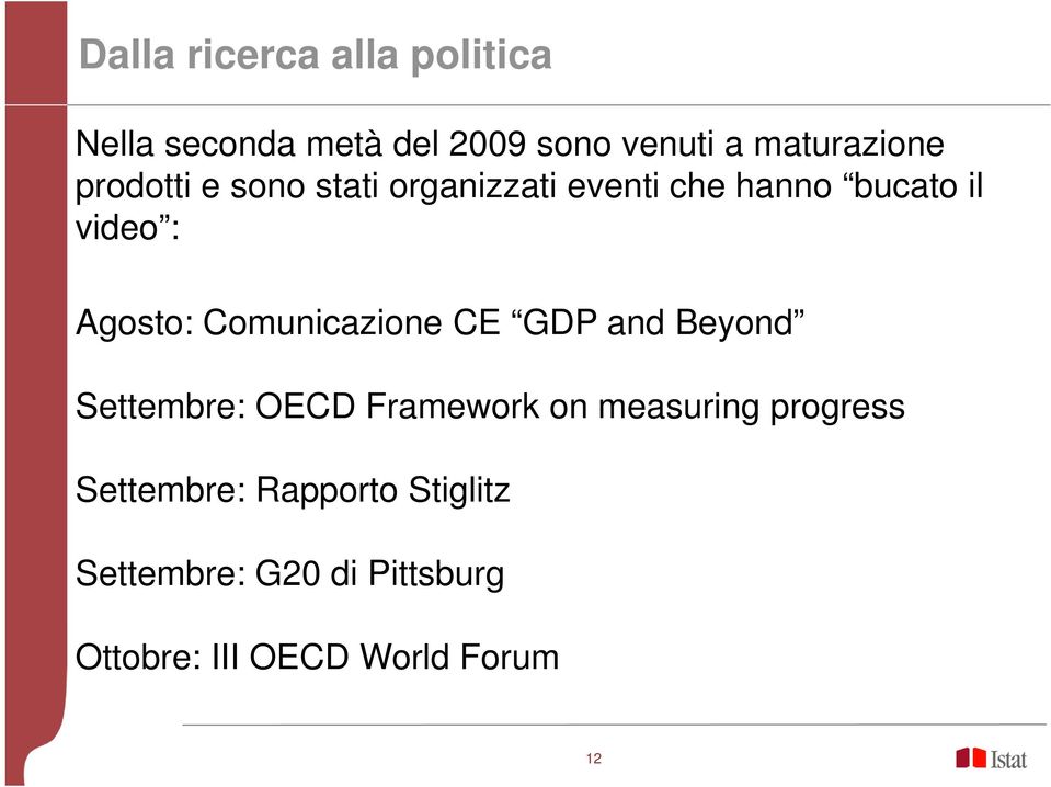 Comunicazione CE GDP and Beyond Settembre: OECD Framework on measuring progress