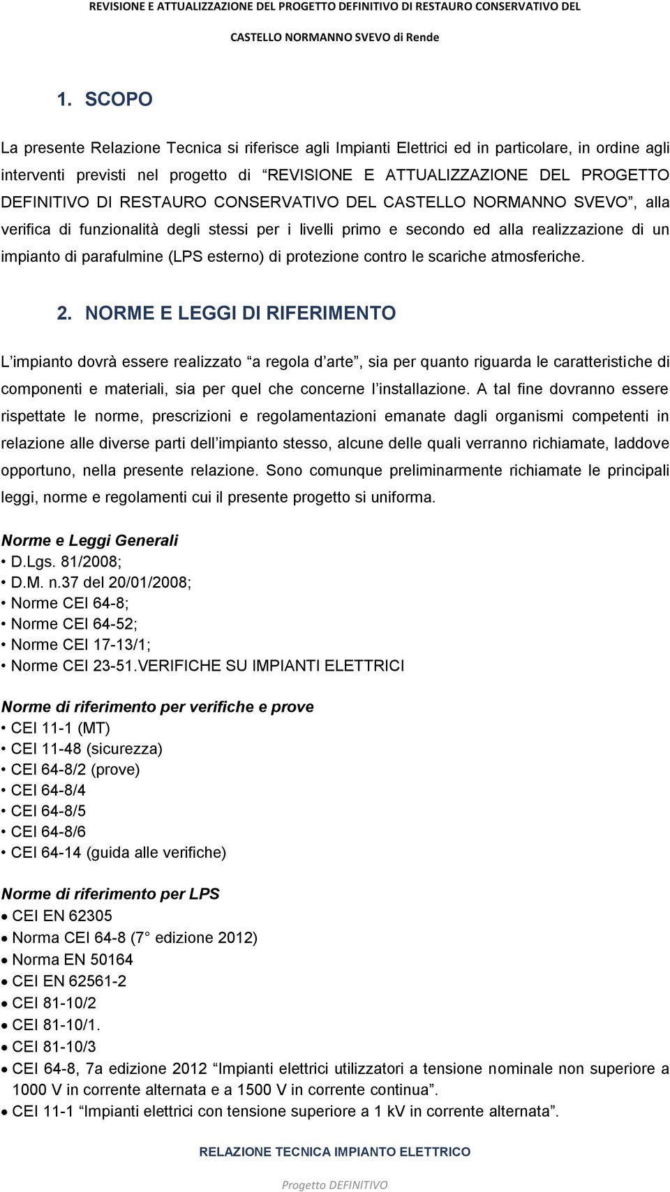 protezione contro le scariche atmosferiche. 2.