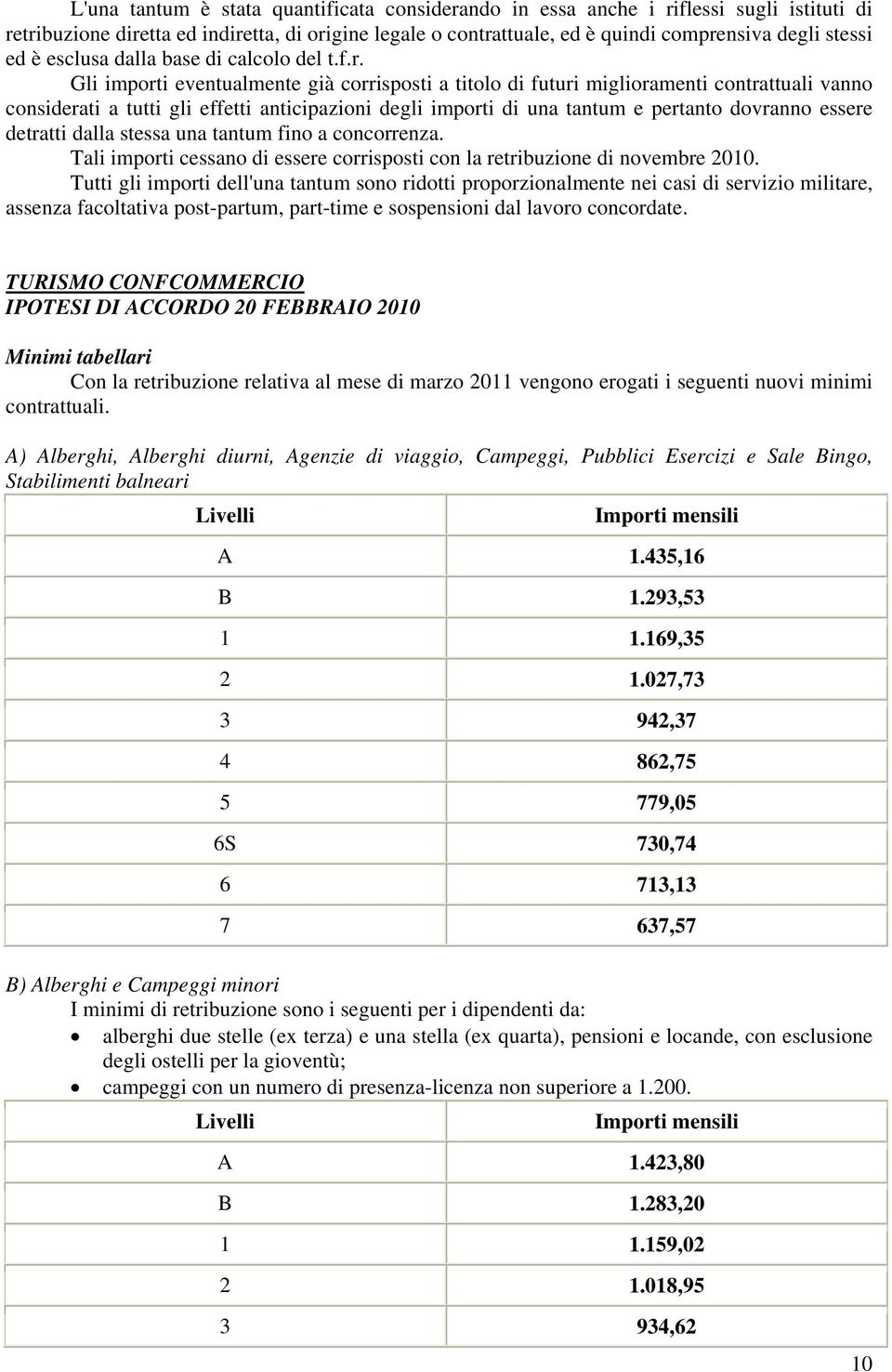 Gli importi eventualmente già corrisposti a titolo di futuri miglioramenti contrattuali vanno considerati a tutti gli effetti anticipazioni degli importi di una tantum e pertanto dovranno essere