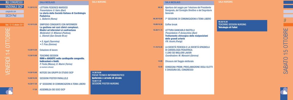 Medici ed infermieri si confrontano Moderatori: O. Milanesi (Padova), L. Sfameli (San Donato M.se) S. Agati (Taormina) F.