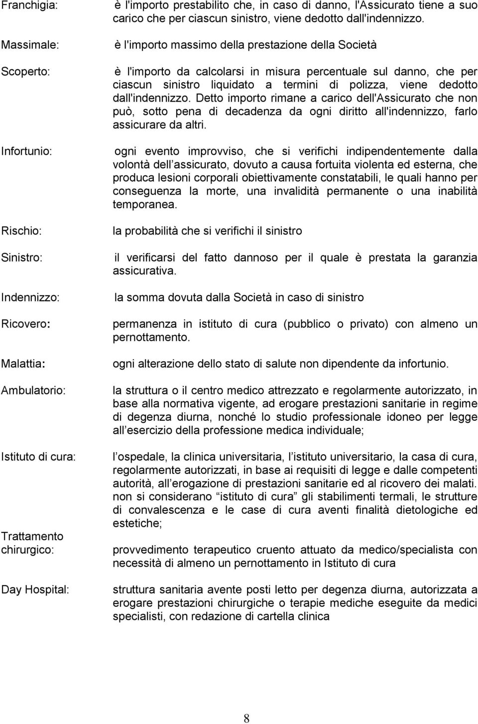 è l'importo massimo della prestazione della Società è l'importo da calcolarsi in misura percentuale sul danno, che per ciascun sinistro liquidato a termini di polizza, viene dedotto dall'indennizzo.