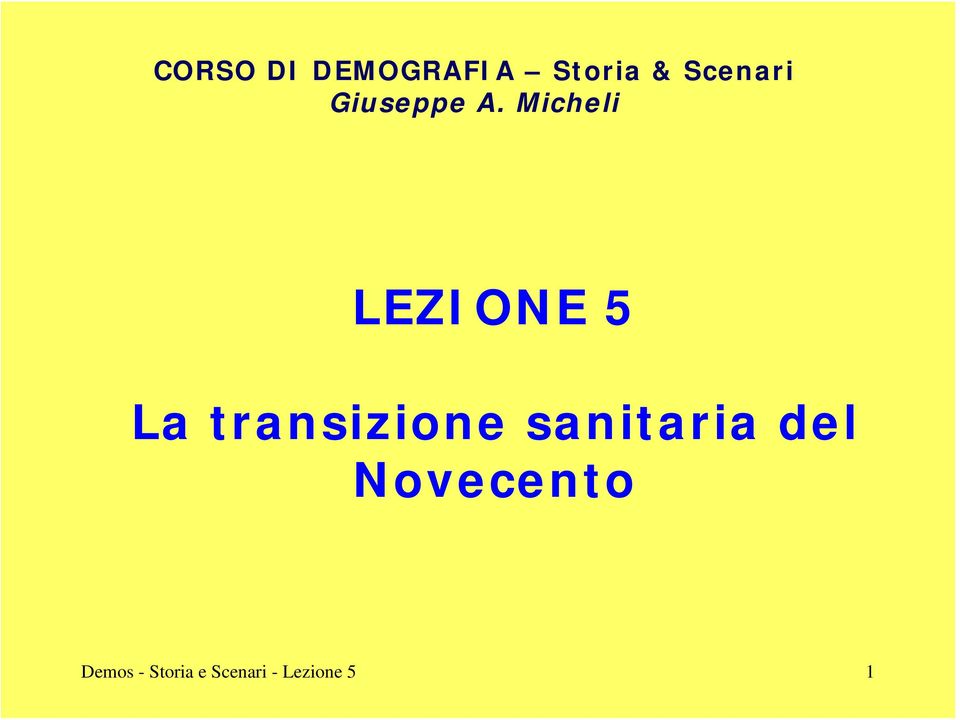 Micheli LEZIONE 5 La transizione