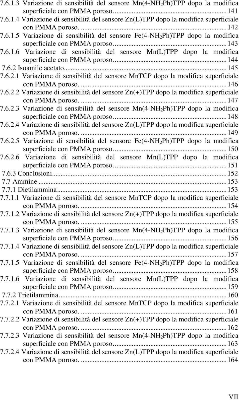 ..144 7.6.2 Isoamile acetato...145 7.6.2.1 Variazione di sensibilità del sensore MnTCP dopo la modifica superficiale con PMMA poroso....146 7.6.2.2 Variazione di sensibilità del sensore Zn(+)TPP dopo la modifica superficiale con PMMA poroso.