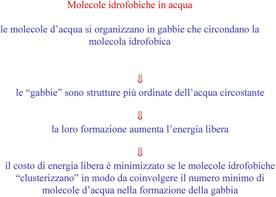 formazione aumenta l energia libera il costo di energia libera è minimizzato se le molecole