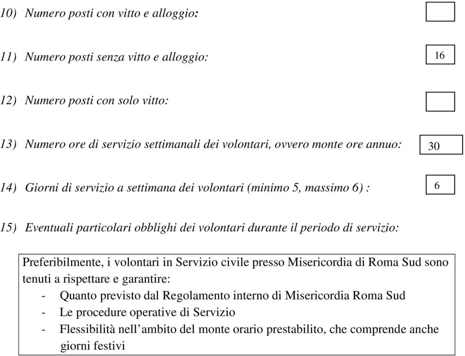 durante il periodo di servizio: Preferibilmente, i volontari in Servizio civile presso Misericordia di Roma Sud sono tenuti a rispettare e garantire: - Quanto