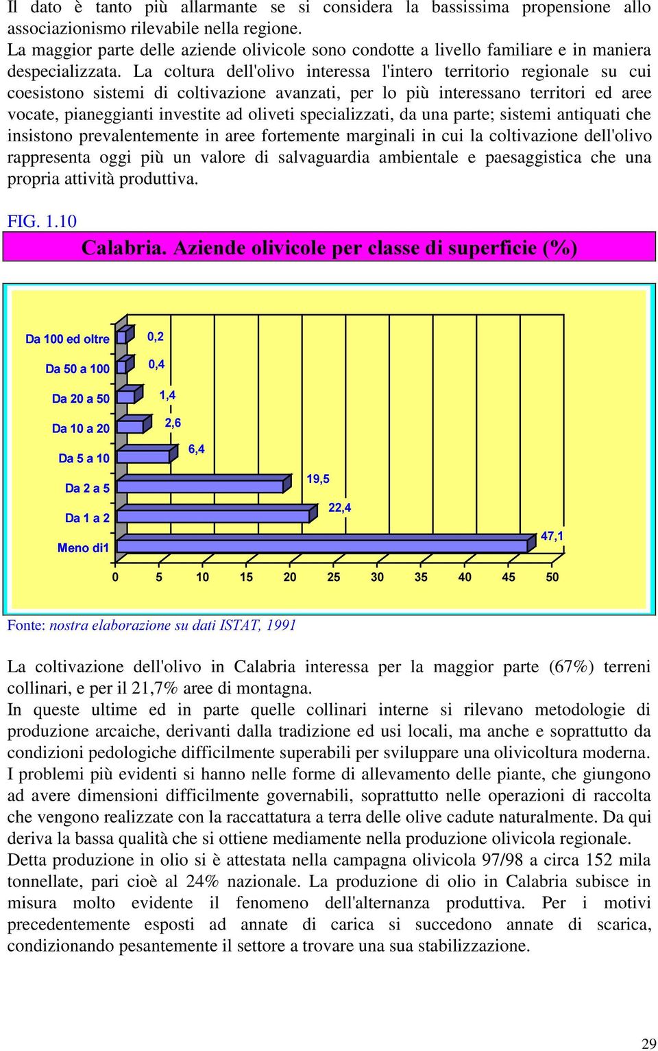 La coltura dell'olivo interessa l'intero territorio regionale su cui coesistono sistemi di coltivazione avanzati, per lo più interessano territori ed aree vocate, pianeggianti investite ad oliveti