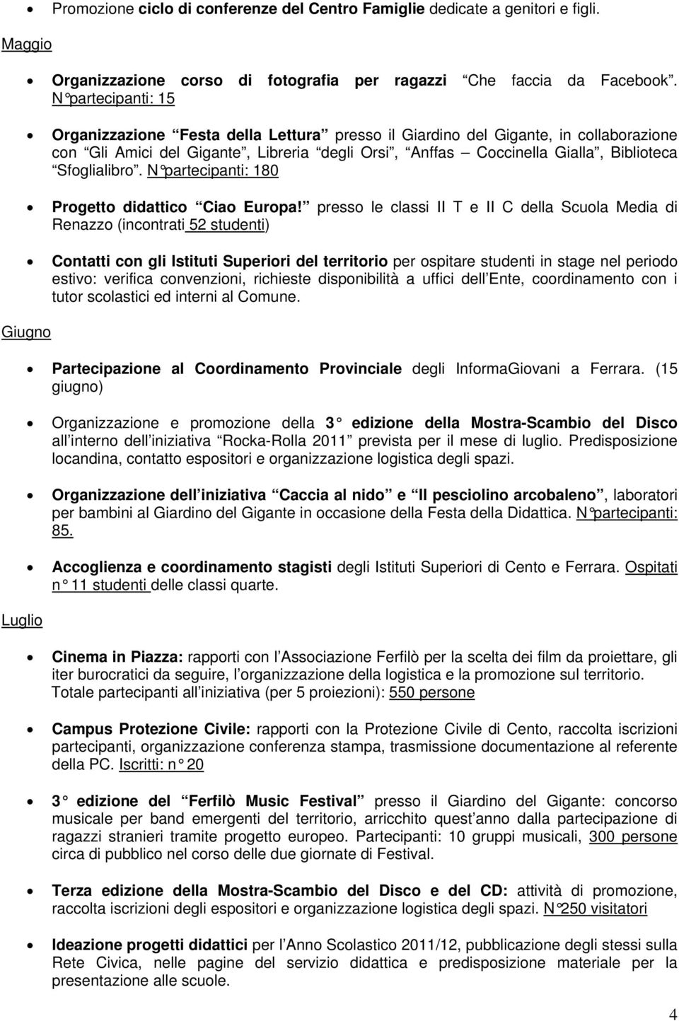 Sfoglialibro. N partecipanti: 180 Progetto didattico Ciao Europa!