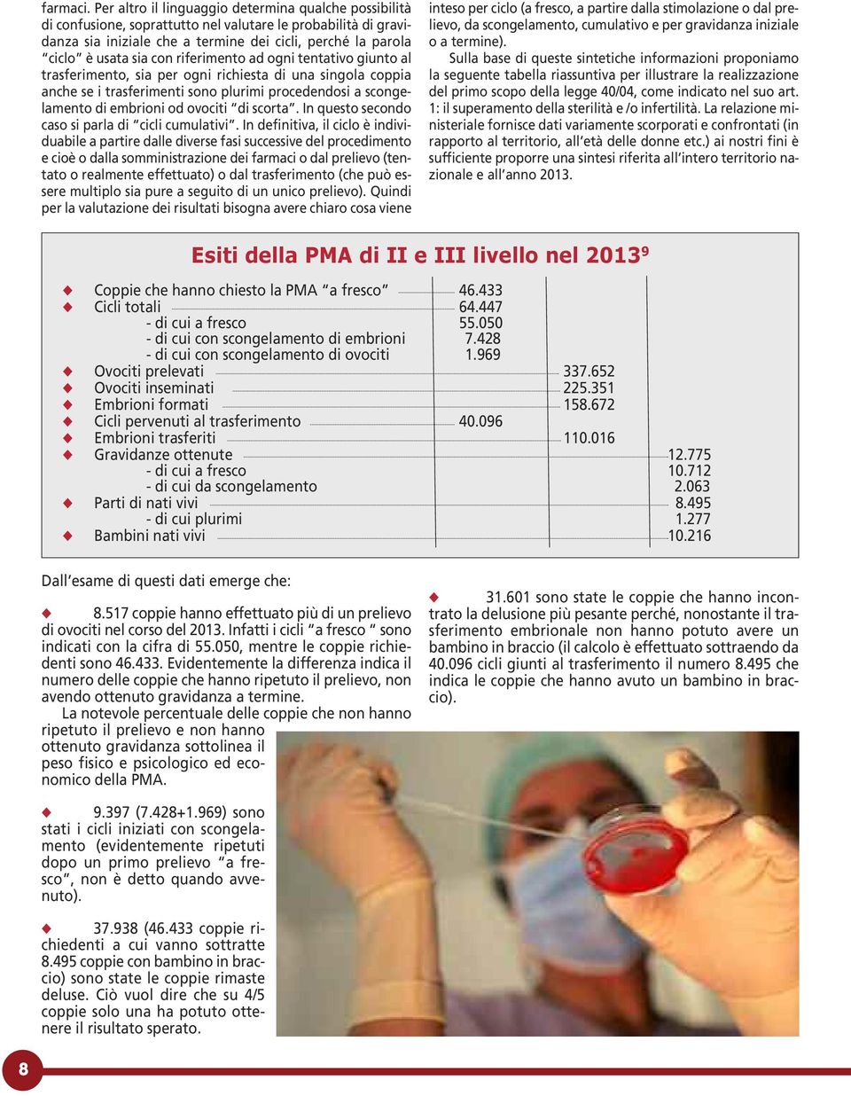 riferimento ad ogni tentativo giunto al trasferimento, sia per ogni richiesta di una singola coppia anche se i trasferimenti sono plurimi procedendosi a scongelamento di embrioni od ovociti di scorta.