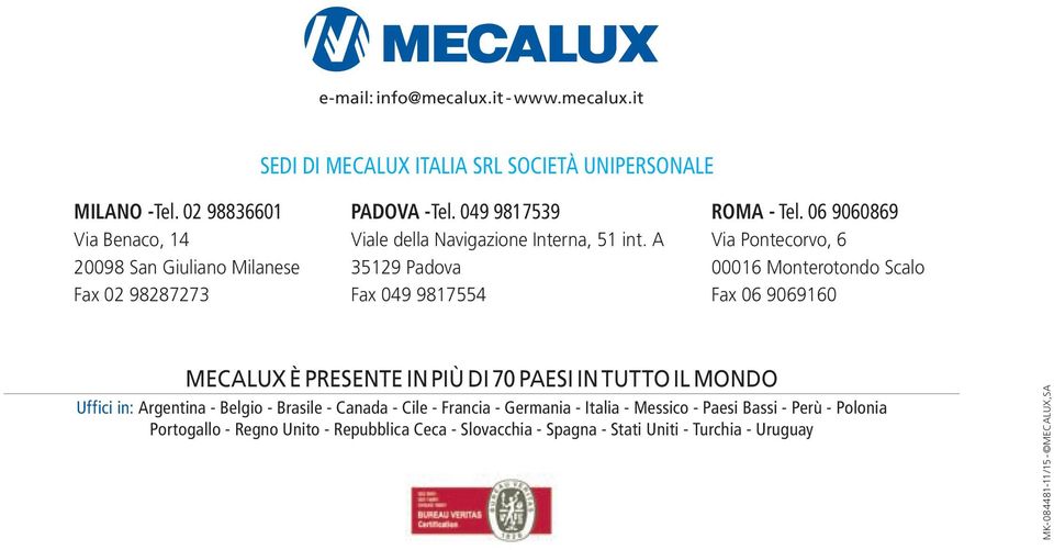 A 35129 Padova Fax 049 9817554 ROMA - Tel.