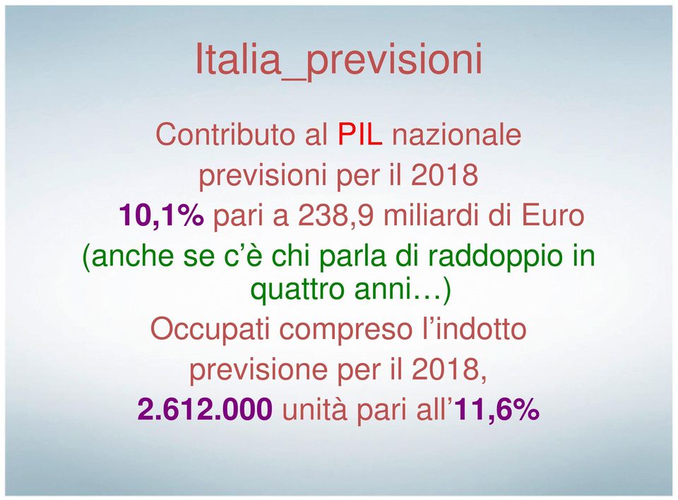 chi parla di raddoppio in quattro anni ) Occupati compreso l