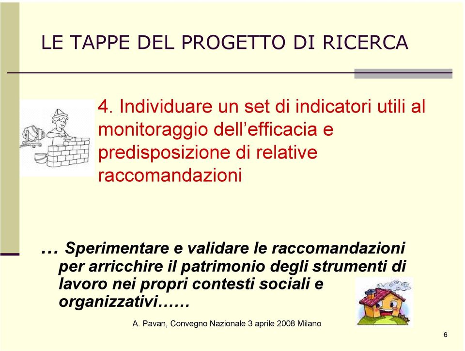 predisposizione di relative raccomandazioni Sperimentare e validare le raccomandazioni