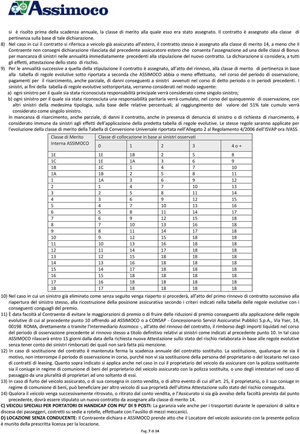 rilasciata dal precedente assicuratore estero che consenta l assegnazione ad una delle classi di Bonus per mancanza di sinistri nelle annualità immediatamente precedenti alla stipulazione del nuovo