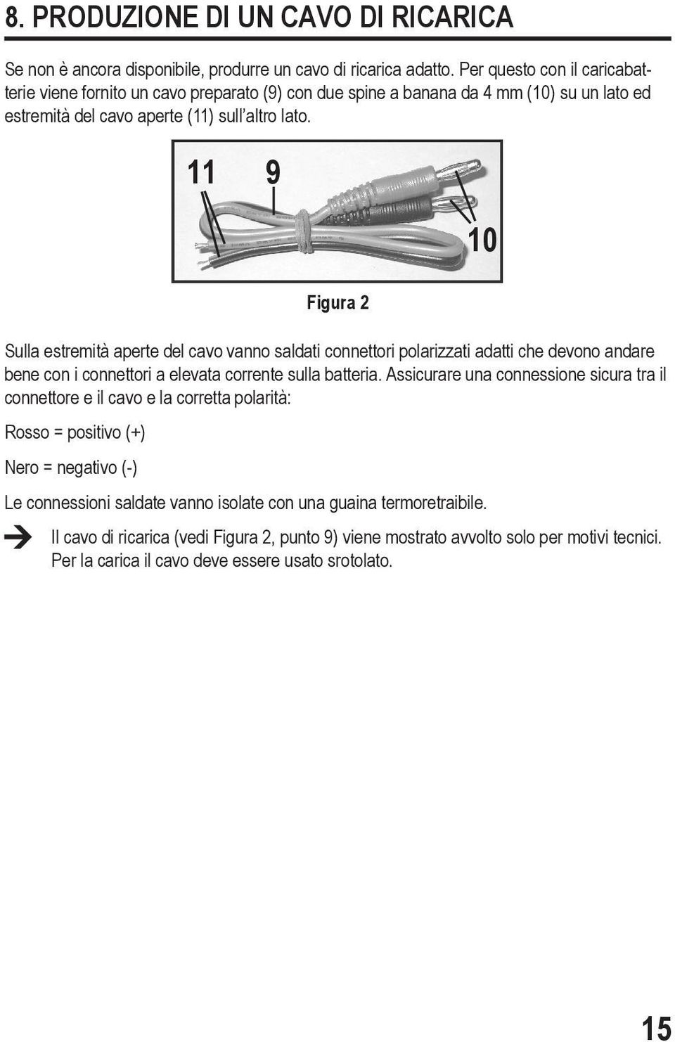 Figura 2 Sulla estremità aperte del cavo vanno saldati connettori polarizzati adatti che devono andare bene con i connettori a elevata corrente sulla batteria.