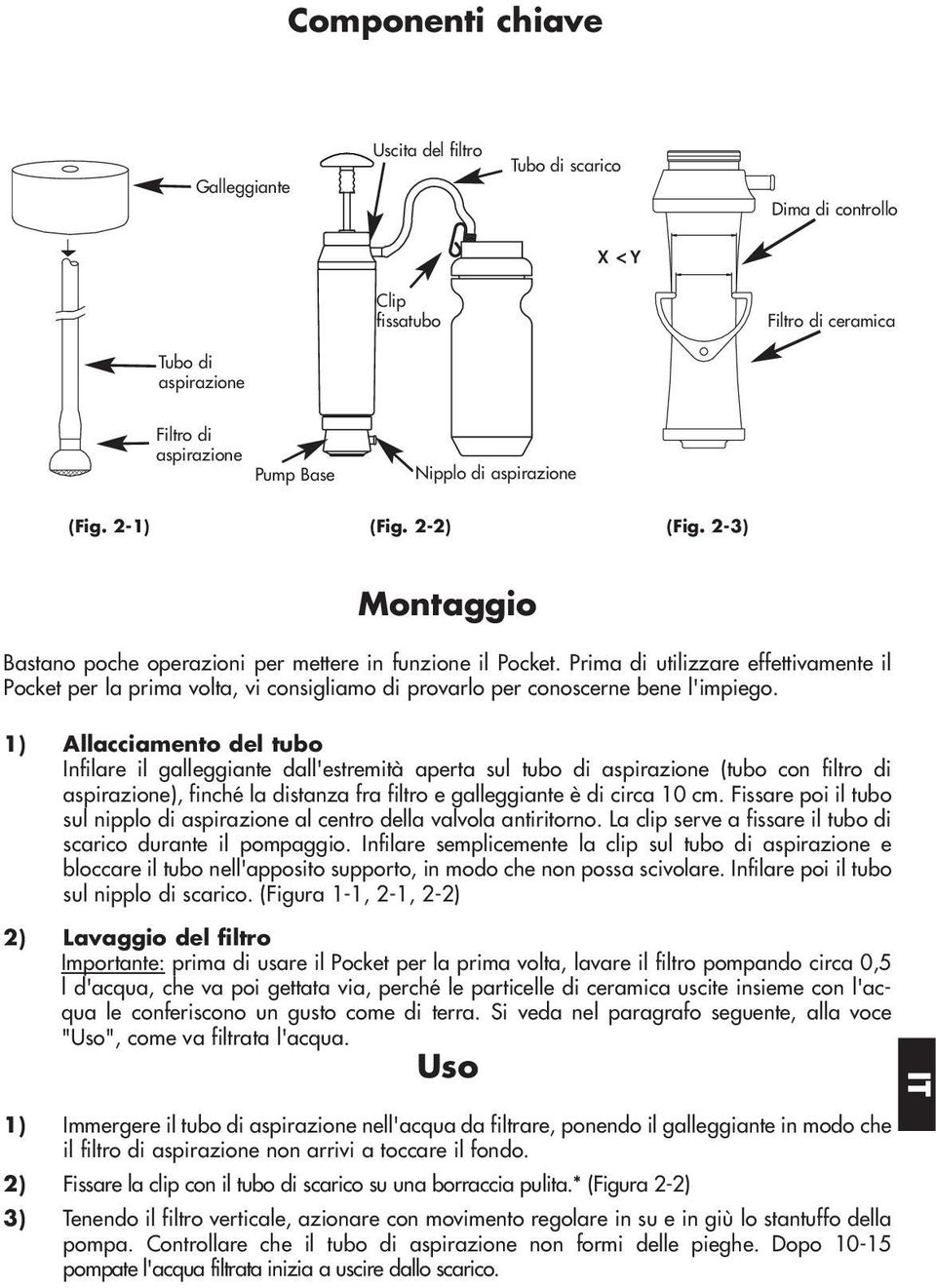 Prima di utilizzare effettivamente il Pocket per la prima volta, vi consigliamo di provarlo per conoscerne bene l'impiego.