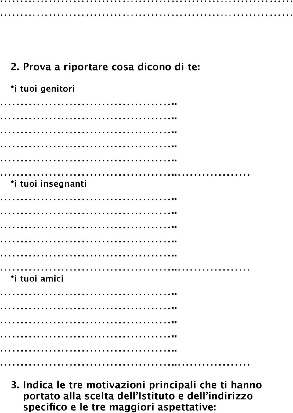 Indica le tre motivazioni principali che ti hanno portato