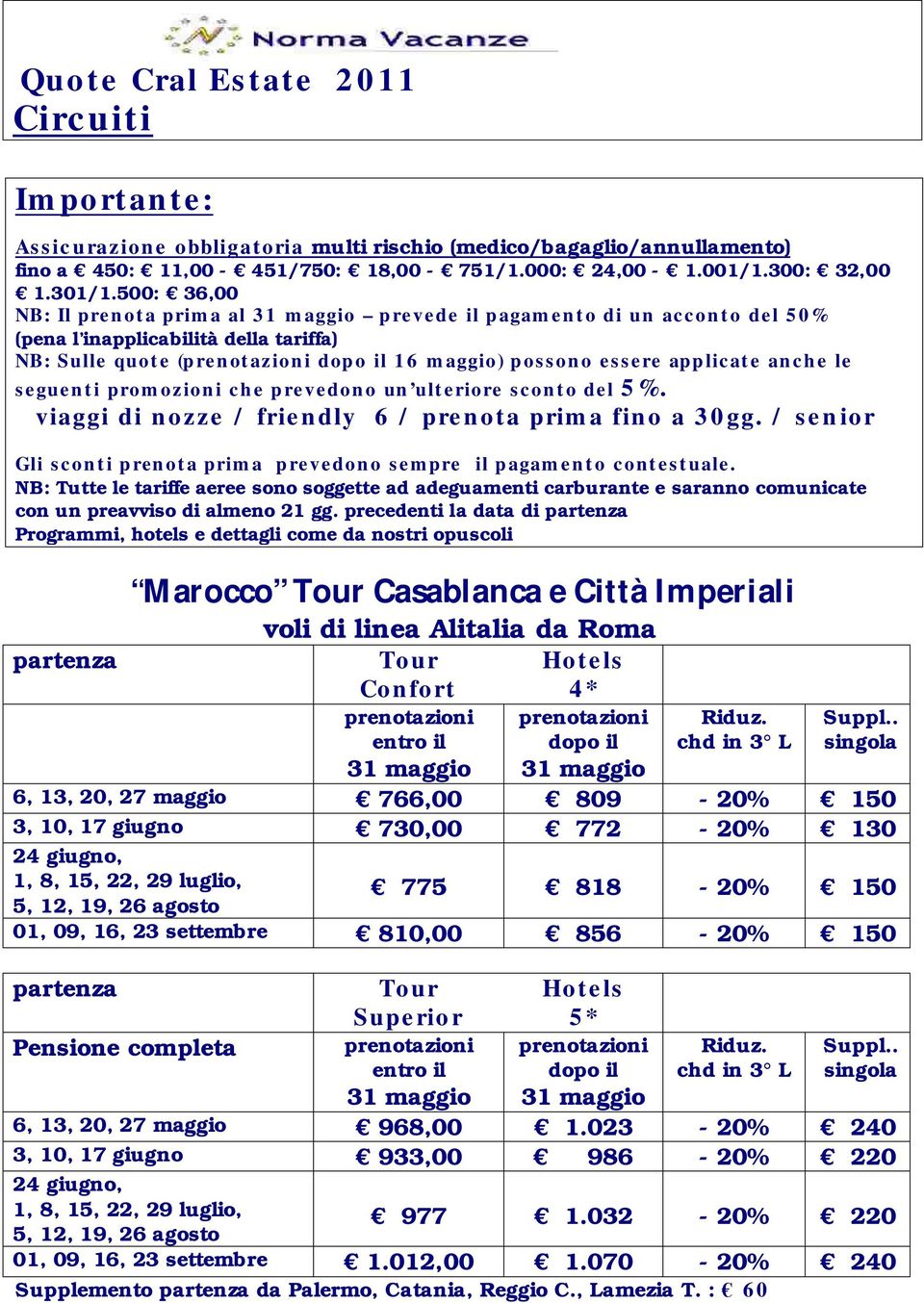 os s on o essere app licat e an ch e le s eguen t i prom ozion i ch e p revedon o un ult eriore s con t o del 5 %. viaggi di n ozze / frie n dly 6 / pre n ota prim a fin o a 3 0 gg.