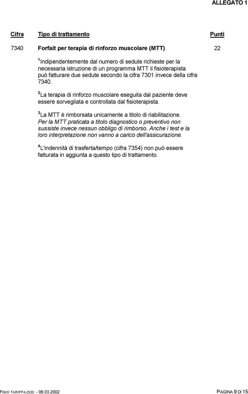 3 La MTT è rimborsata unicamente a titolo di riabilitazione. Per la MTT praticata a titolo diagnostico o preventivo non sussiste invece nessun obbligo di rimborso.