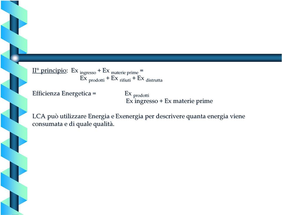 ingresso + Ex materie prime LCA può utilizzare Energia eexenergia