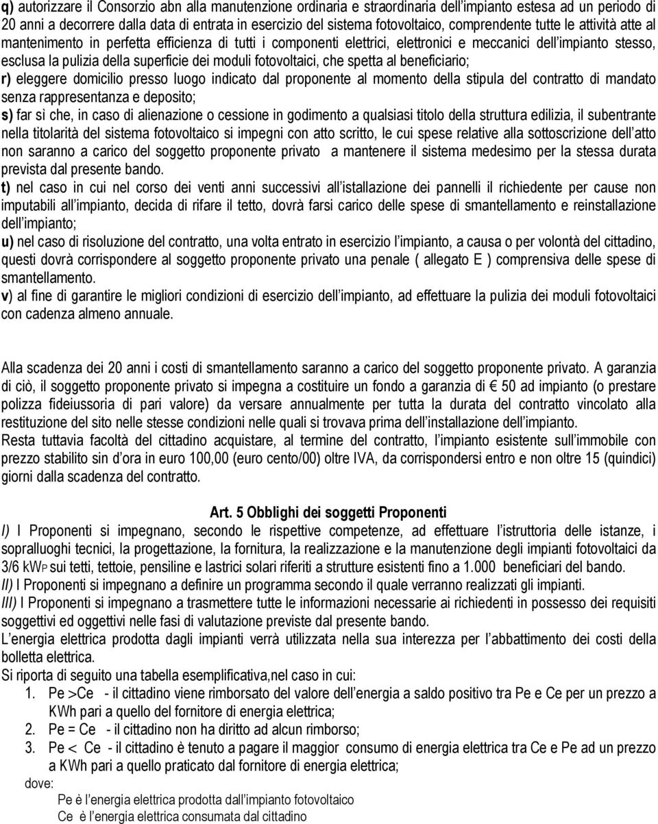 moduli fotovoltaici, che spetta al beneficiario; r) eleggere domicilio presso luogo indicato dal proponente al momento della stipula del contratto di mandato senza rappresentanza e deposito; s) far