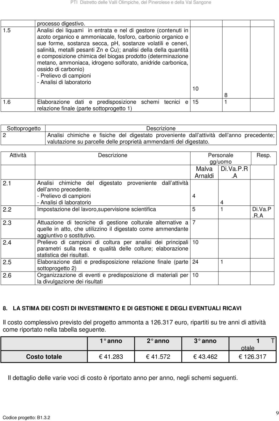 pesanti Zn e Cu); analisi della della quantità e composizione chimica del biogas prodotto (determinazione metano, ammoniaca, idrogeno solforato, anidride carbonica, ossido di carbonio) - Prelievo di