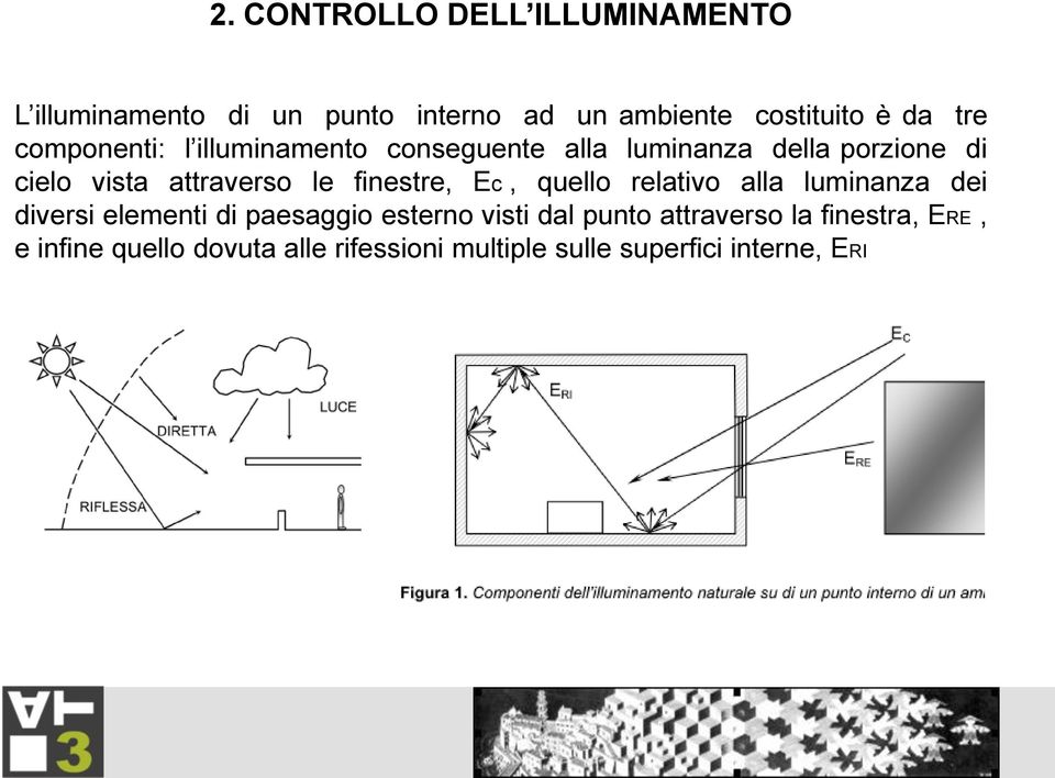 finestre, Ec, quello relativo alla luminanza dei diversi elementi di paesaggio esterno visti dal punto