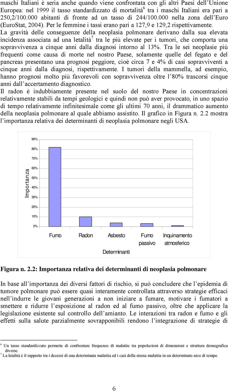 La gravità delle conseguenze della neoplasia polmonare derivano dalla sua elevata incidenza associata ad una letalità 7 tra le più elevate per i tumori, che comporta una sopravvivenza a cinque anni