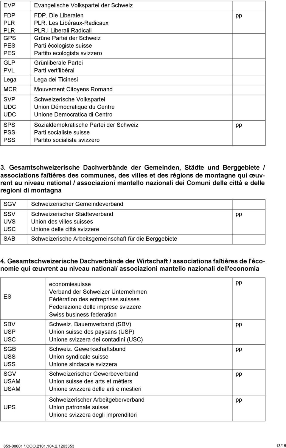 Romand Schweizerische Volkspartei Union Démocratique du Centre Unione Democratica di Centro Sozialdemokratische Partei der Schweiz Parti socialiste suisse Partito socialista svizzero 3.