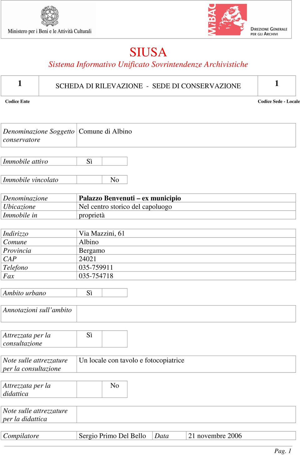 Comune Albi Provincia Bergamo CAP 24021 Telefo 035-759911 Fax 035-754718 Ambito urba Antazioni sull ambito Attrezzata per la consultazione te sulle attrezzature per