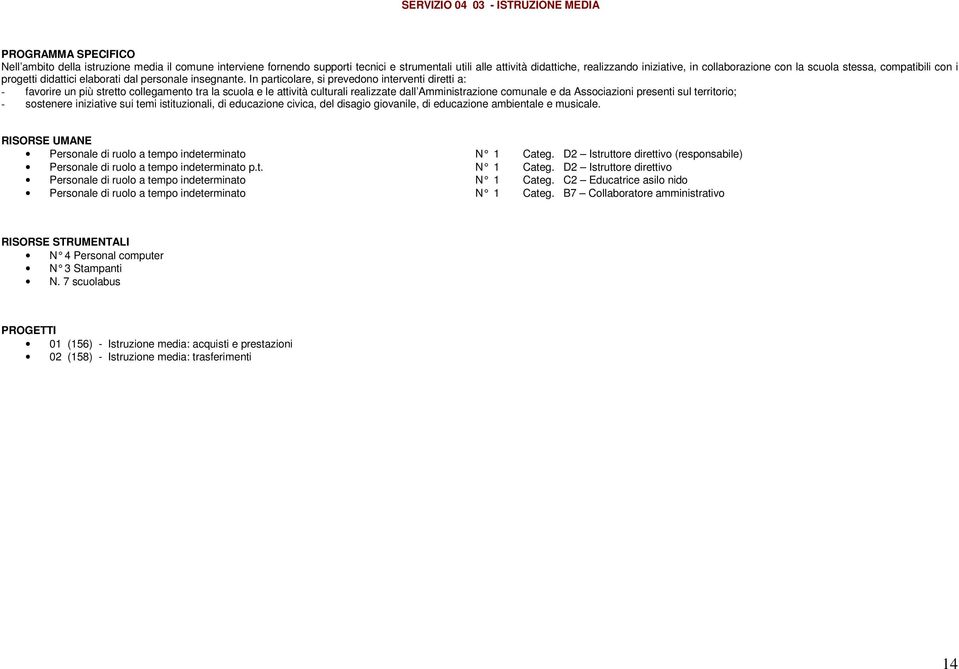 In particolare, si prevedono interventi diretti a: - favorire un più stretto collegamento tra la scuola e le attività culturali realizzate dall Amministrazione comunale e da Associazioni presenti sul