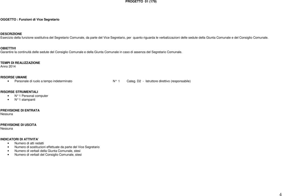 Garantire la continuità delle sedute del Consiglio Comunale e della Giunta Comunale in caso di assenza del Segretario Comunale.