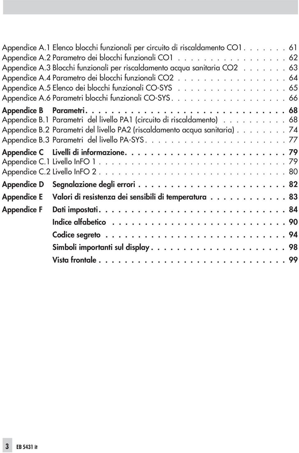 ................ 65 Appendice A.6 Parametri blocchi funzionali CO-SYS.................. 66 Appendice B Parametri............................... 68 Appendice B.