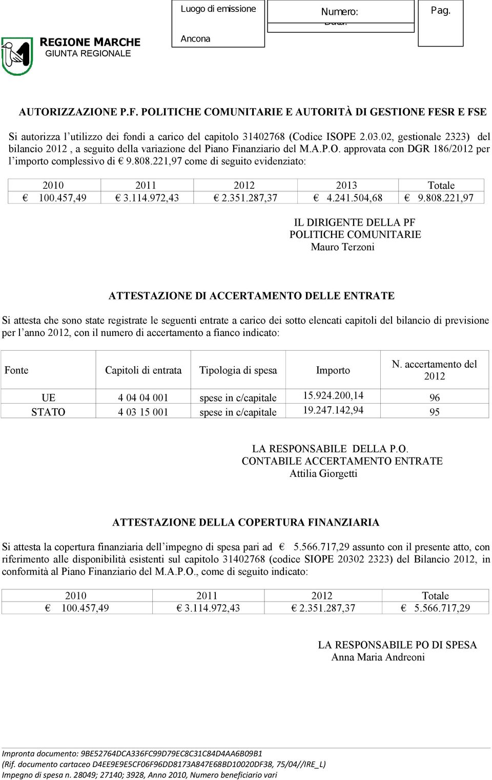 221,97 come di seguito evidenziato: 2010 2011 2012 2013 Totale 100.457,49 3.114.972,43 2.351.287,37 4.241.504,68 9.808.