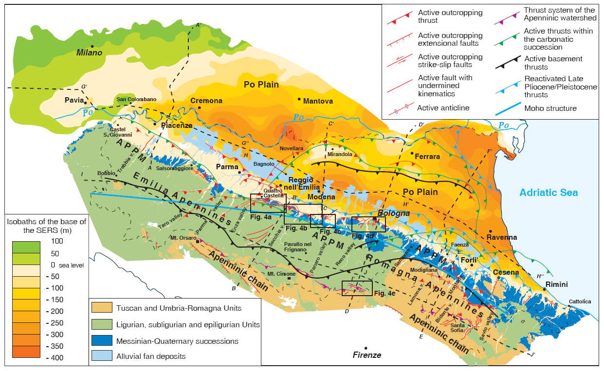 Elementi morfo-strutturali indicanti deformazioni recenti nell Appennino emiliano-romagnolo e lungo il